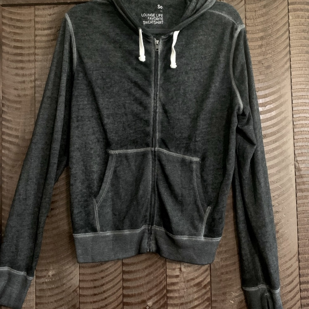 SO Lounge Life Gray Favorite Zip Up Sweater